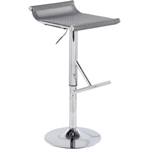 Mirage Ale Adjustable Bar Stool in Silver Mesh & Chrome